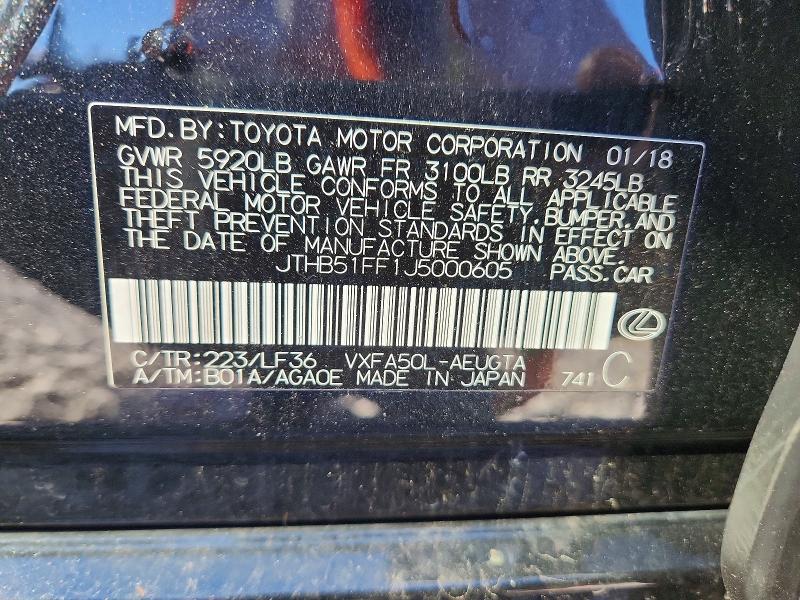 Aukcja sprzedaży 2018 Lexus Ls 500, vin: JTHB51FF1J5000605, numer aukcji: 45831036
