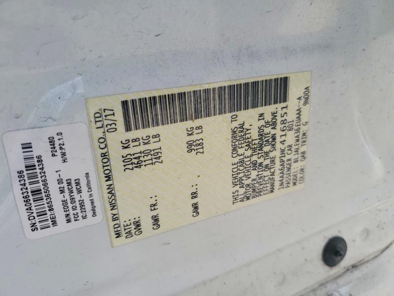 Aukcja sprzedaży 2017 Nissan Maxima, vin: 1N4AA6AP1HC416851, numer aukcji: 79648015