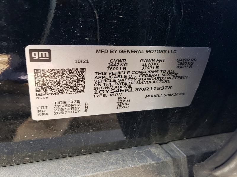 Продажа на аукционе авто 2022 Cadillac Escalade, vin: 1GYS4EKL3NR118378, номер лота: 78711575