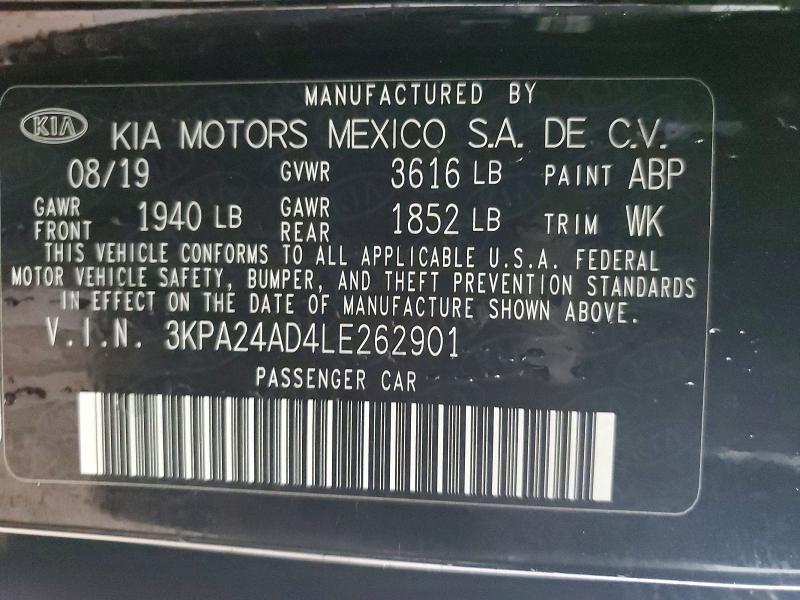 Продаж на аукціоні авто 2020 Kia Rio, vin: 3KPA24AD4LE262901, номер лоту: 45554666
