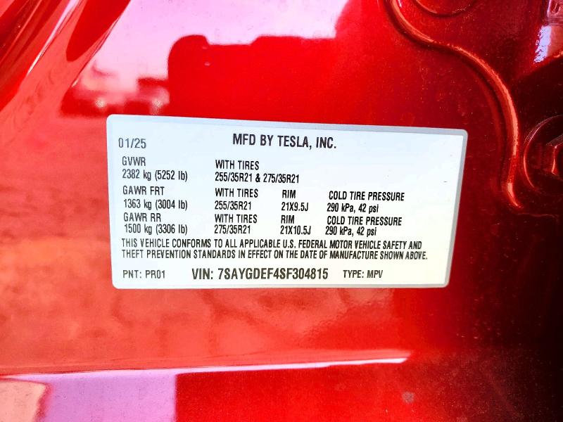 Продаж на аукціоні авто 2025 Tesla Model Y, vin: 7SAYGDEF4SF304815, номер лоту: 47023766