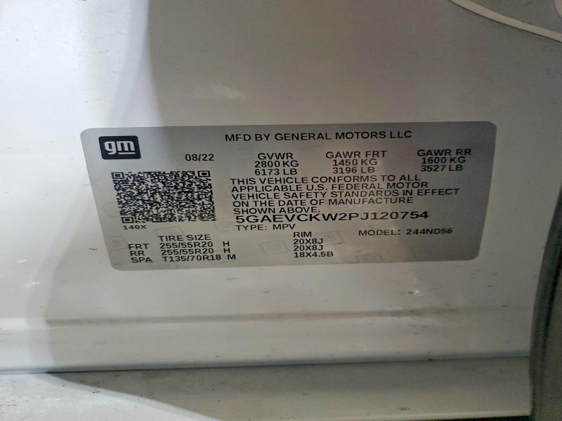 46719216 :رقم المزاد ، 5GAEVCKW2PJ120754 vin ، 2023 Buick Enclave مزاد بيع