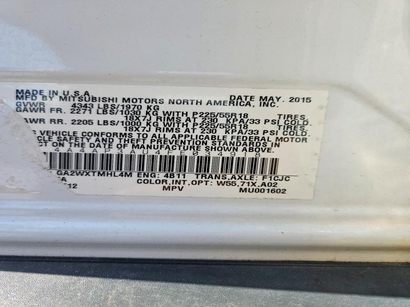 Продаж на аукціоні авто 2015 Mitsubishi Outlander Sport, vin: 4A4AP3AU4FE034918, номер лоту: 47392916