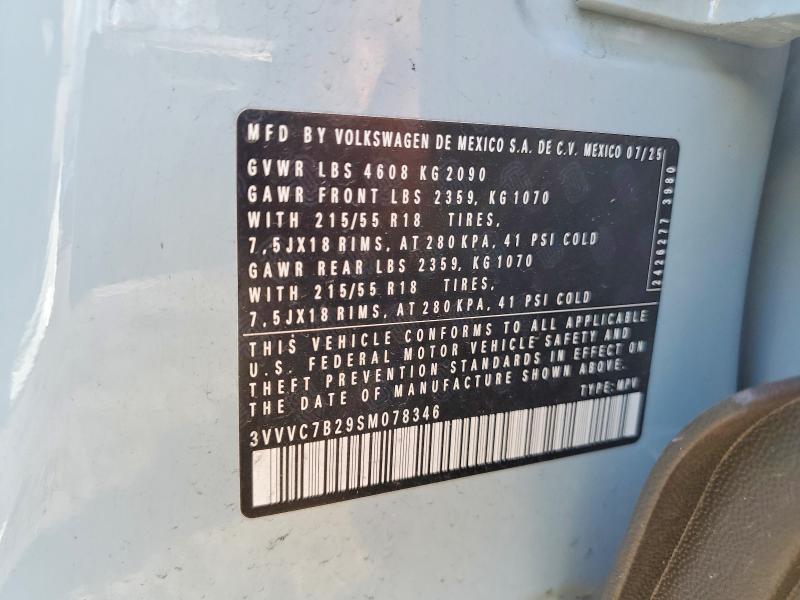 47563846 :رقم المزاد ، 3VVVC7B29SM078346 vin ، 2025 Volkswagen Taos مزاد بيع