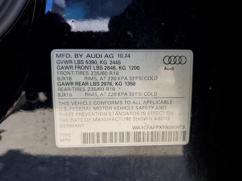 2015 Audi Q5 მანქანა იყიდება აუქციონზე, vin: WA1CFAFPXFA060953, აუქციონის ნომერი: 46525666