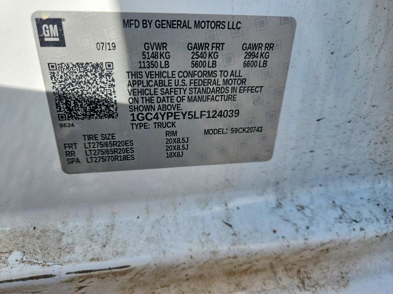 47576626 :رقم المزاد ، 1GC4YPEY5LF124039 vin ، 2020 Chevrolet Silverado مزاد بيع