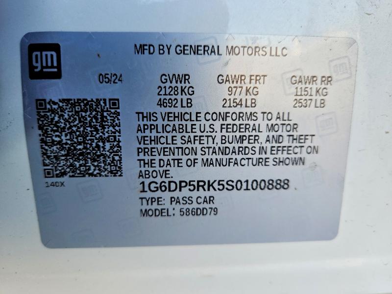 45785096 :رقم المزاد ، 1G6DP5RK5S0100888 vin ، 2025 Cadillac Ct5 مزاد بيع