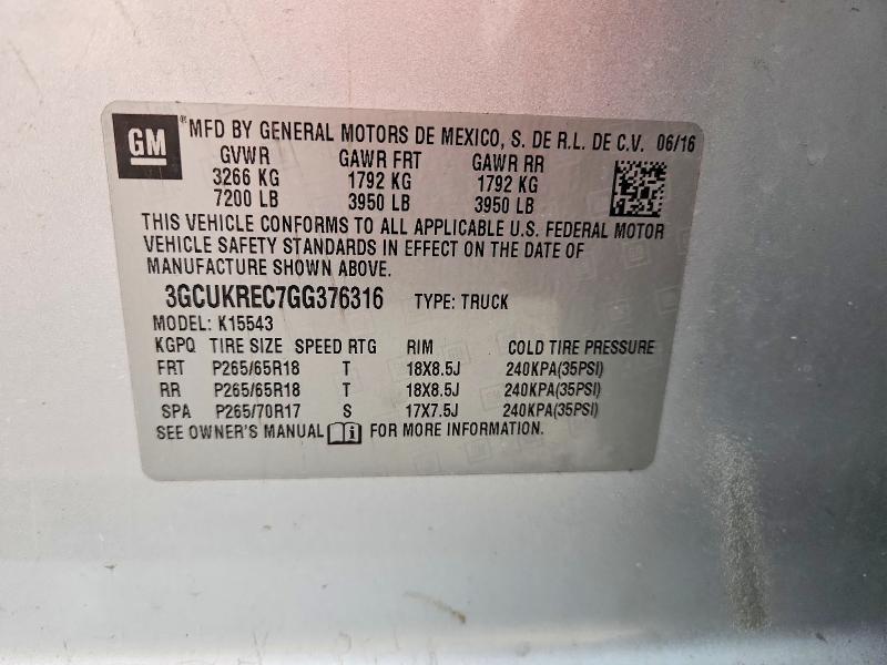 Продажа на аукционе авто 2016 Chevrolet Silverado, vin: 3GCUKREC7GG376316, номер лота: 79012415