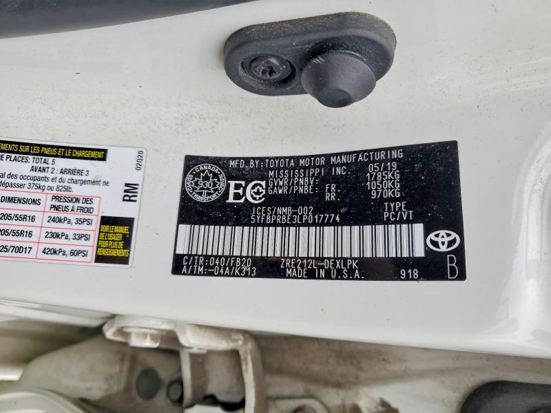 Aukcja sprzedaży 2020 Toyota Corolla, vin: 5YFBPRBE3LP017774, numer aukcji: 47169516