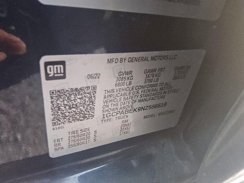Продаж на аукціоні авто 2022 Chevrolet Silverado, vin: 1GCPABEK9NZ556618, номер лоту: 48548736