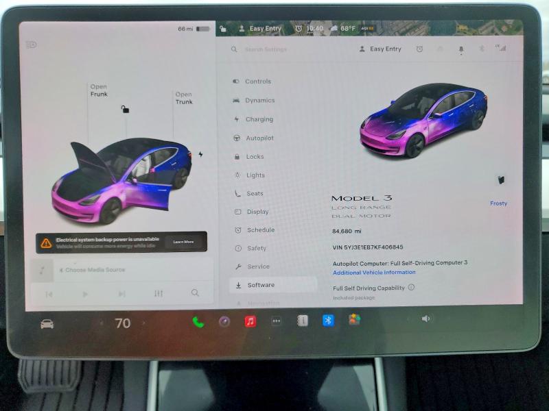 47730396 :رقم المزاد ، 5YJ3E1EB7KF406845 vin ، 2019 Tesla Model 3 مزاد بيع