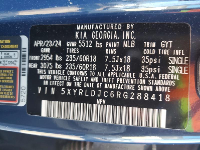 Aukcja sprzedaży 2024 Kia Sorento, vin: 5XYRLDJC6RG288418, numer aukcji: 46561206