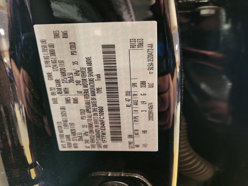 Продаж на аукціоні авто 2022 Ford F150, vin: 1FTFW1E84NFC10960, номер лоту: 46236986
