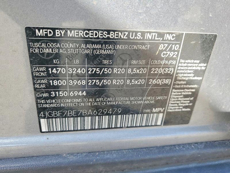 Продаж на аукціоні авто 2011 Mercedes-benz Gl, vin: 4JGBF7BE7BA629479, номер лоту: 41625646