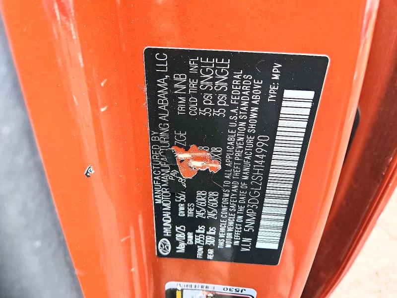 2025 Hyundai Santa Fe მანქანა იყიდება აუქციონზე, vin: 5NMP3DGL2SH144990, აუქციონის ნომერი: 46474236