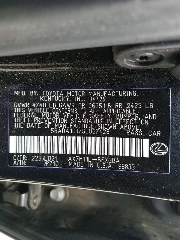 48108526 :رقم المزاد ، 58ADA1C17SU067428 vin ، 2025 Lexus Es 300h مزاد بيع