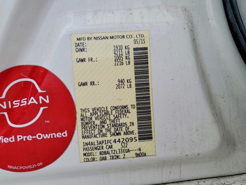47923656 :رقم المزاد ، 1N4AL3AP1FC442095 vin ، 2015 Nissan Altima مزاد بيع