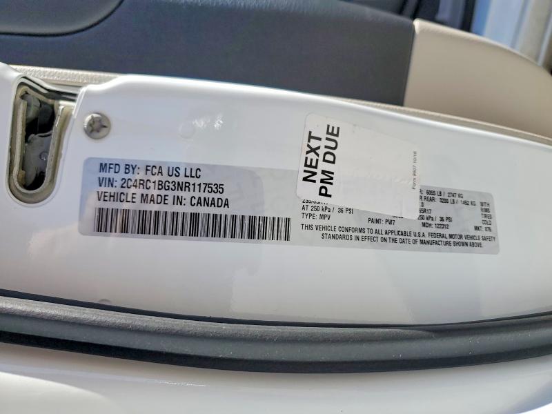 2022 Chrysler Pacifica მანქანა იყიდება აუქციონზე, vin: 2C4RC1BG3NR117535, აუქციონის ნომერი: 45617696
