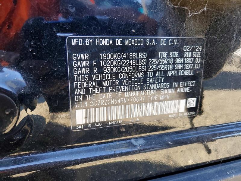 Продаж на аукціоні авто 2024 Honda Hr-v, vin: 3CZRZ2H54RM770697, номер лоту: 79749535
