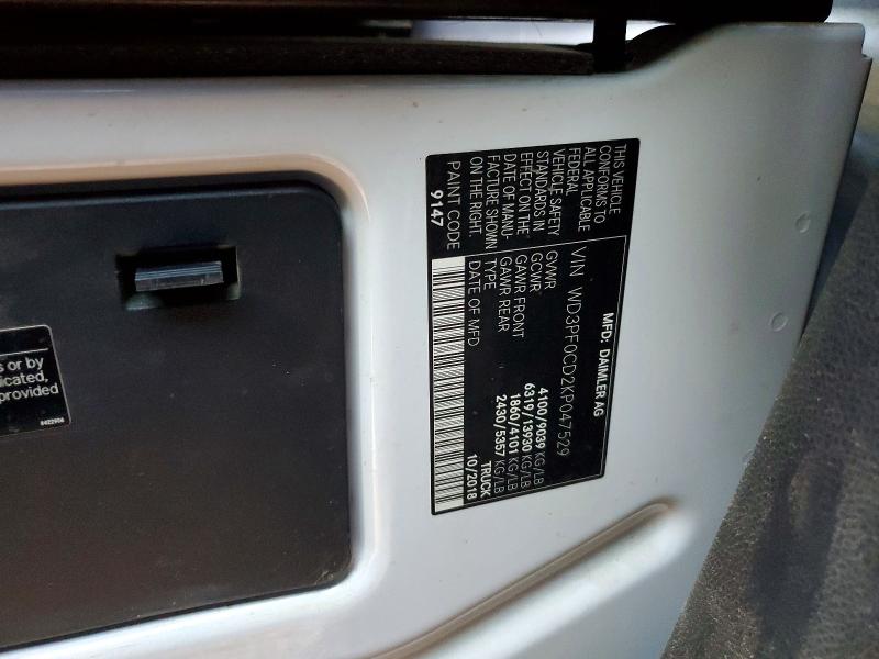 Aukcja sprzedaży 2019 Mercedes Benz Sprinter, vin: WD3PF0CD2KP047529, numer aukcji: 41739396