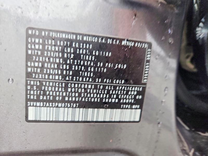 79837035 :رقم المزاد ، 3VVMB7AX3PM075767 vin ، 2023 Volkswagen Tiguan مزاد بيع