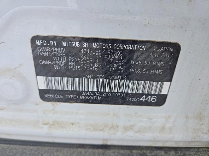 2017 Mitsubishi Rvr მანქანა იყიდება აუქციონზე, vin: JA4AJ3AU2HZ610701, აუქციონის ნომერი: 47322326
