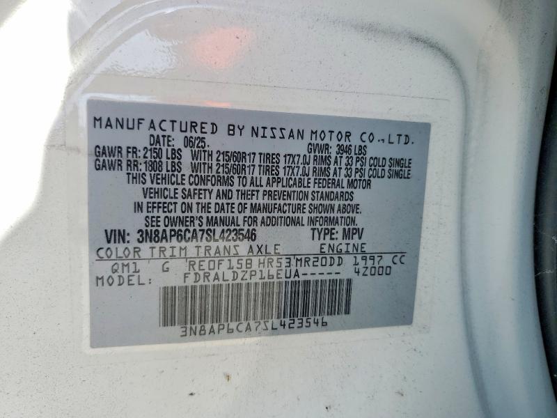Продажа на аукционе авто 2025 Nissan Kicks, vin: 3N8AP6CA7SL423546, номер лота: 46750836