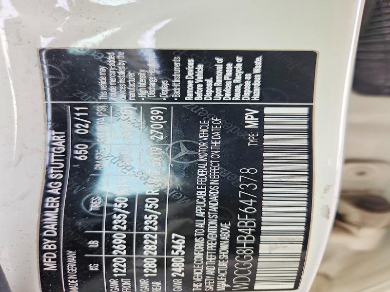 77286645 :رقم المزاد ، WDCGG8HB4BF647378 vin ، 2011 Mercedes-benz Glk مزاد بيع