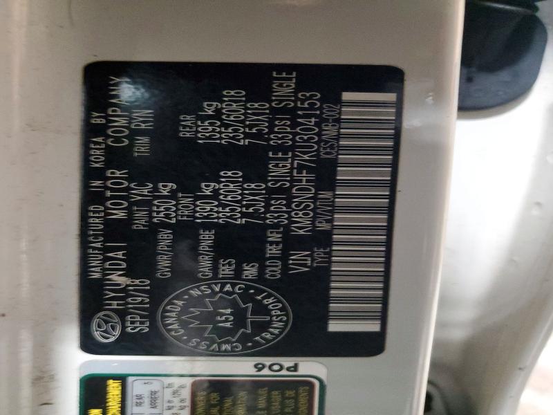 46942196 :رقم المزاد ، KM8SNDHF7KU304153 vin ، 2019 Hyundai Santa Fe Xl مزاد بيع