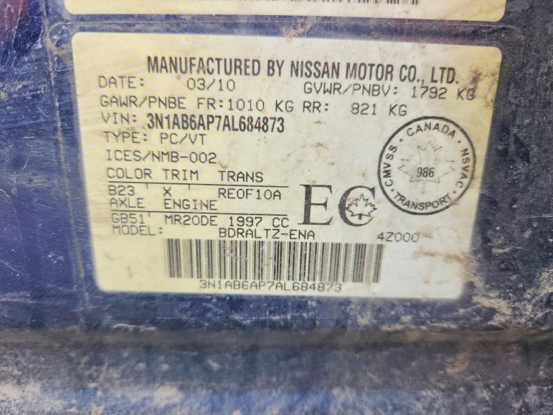 2010 Nissan Sentra მანქანა იყიდება აუქციონზე, vin: 3N1AB6AP7AL684873, აუქციონის ნომერი: 47756286