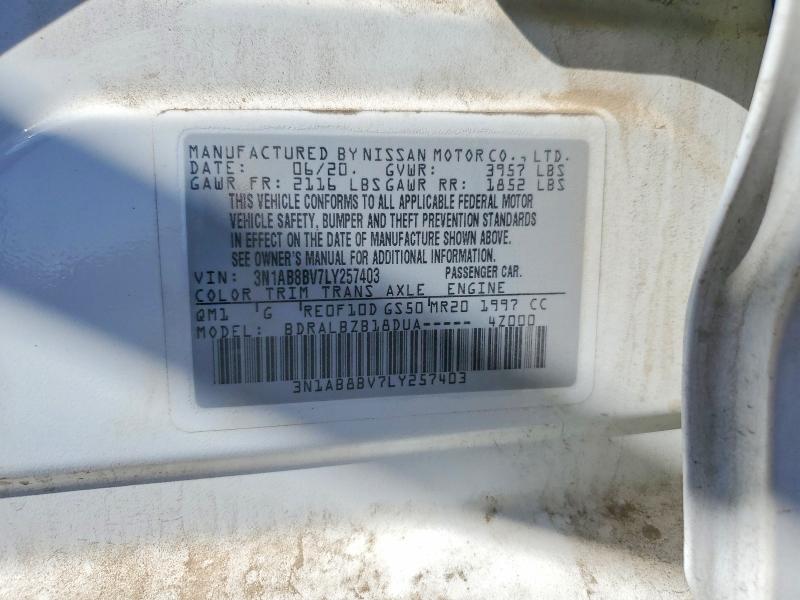 Aukcja sprzedaży 2020 Nissan Sentra, vin: 3N1AB8BV7LY257403, numer aukcji: 79597915