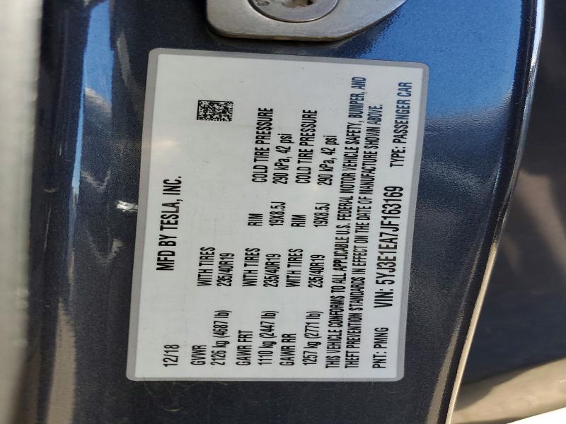 46836856 :رقم المزاد ، 5YJ3E1EA7JF163169 vin ، 2018 Tesla Model 3 مزاد بيع