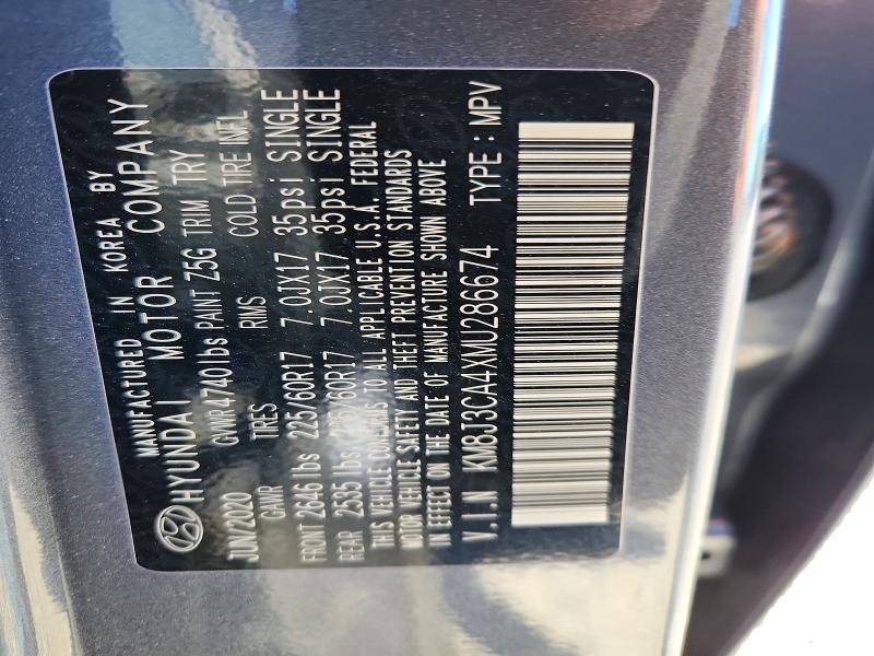 Продаж на аукціоні авто 2021 Hyundai Tucson, vin: KM8J3CA4XMU286674, номер лоту: 46654356