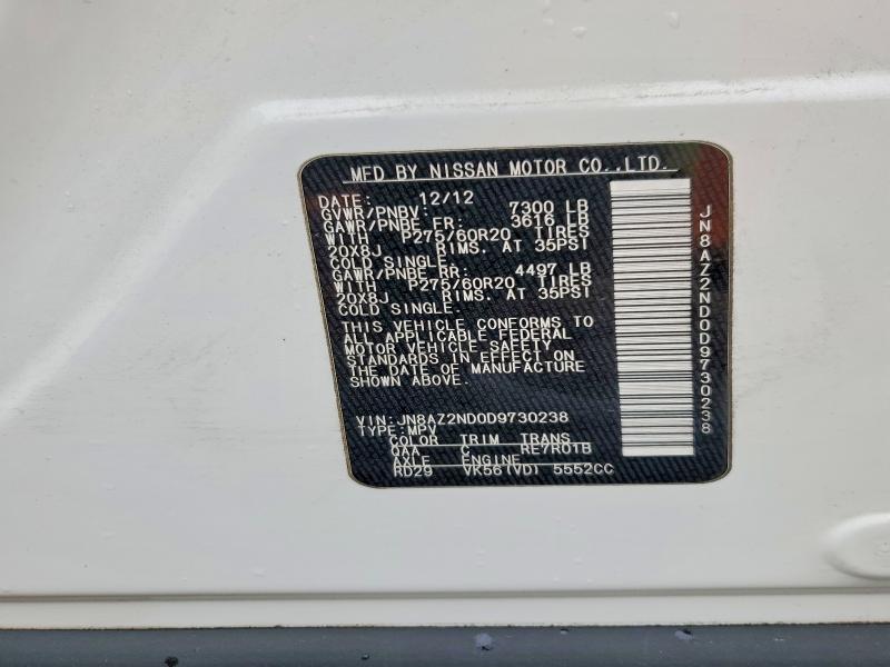 Aukcja sprzedaży 2013 Infiniti Qx56, vin: JN8AZ2ND0D9730238, numer aukcji: 79945865