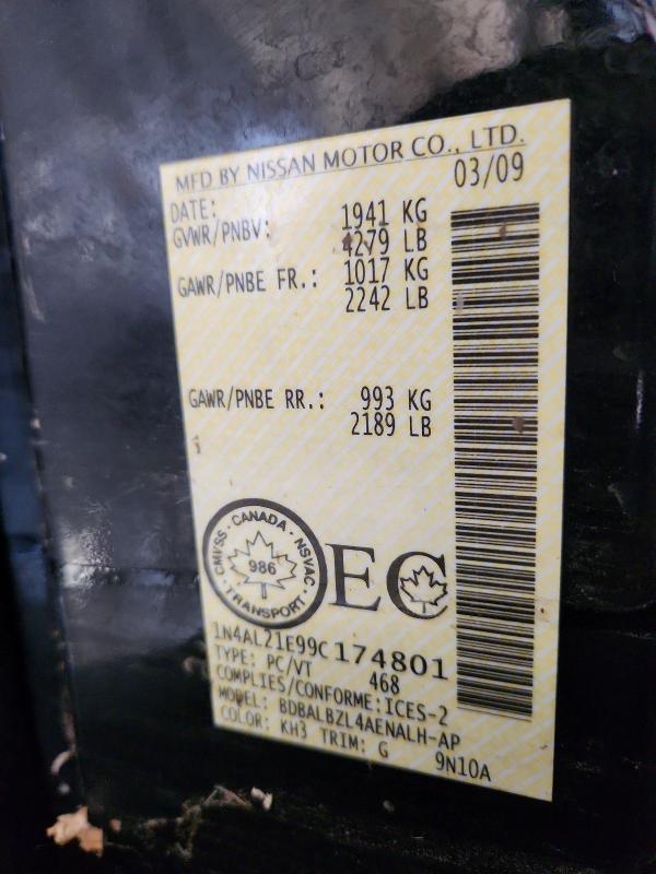47454086 :رقم المزاد ، 1N4AL21E99C174801 vin ، 2009 Nissan Altima مزاد بيع