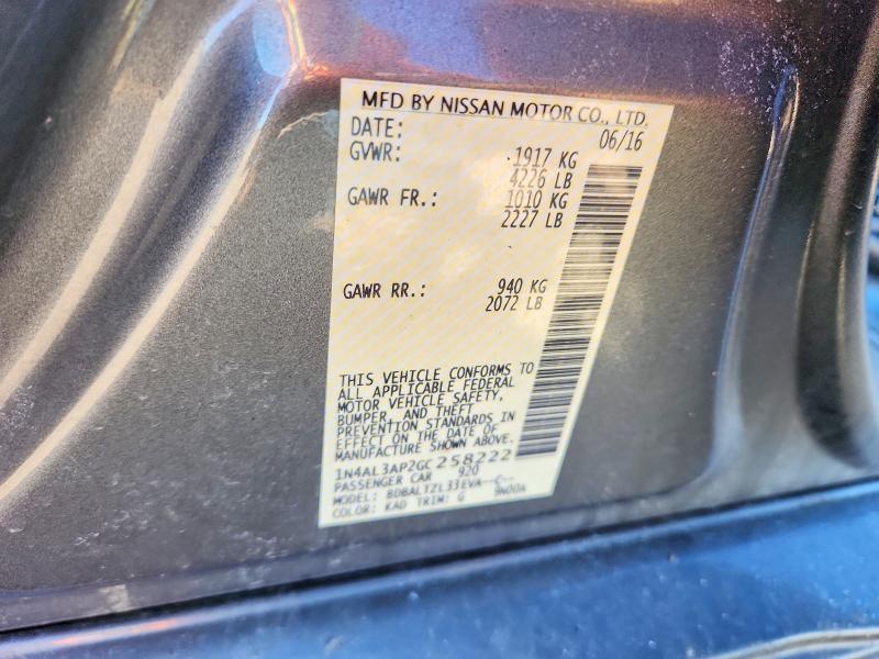 41949466 :رقم المزاد ، 1N4AL3AP2GC258222 vin ، 2016 Nissan Altima مزاد بيع