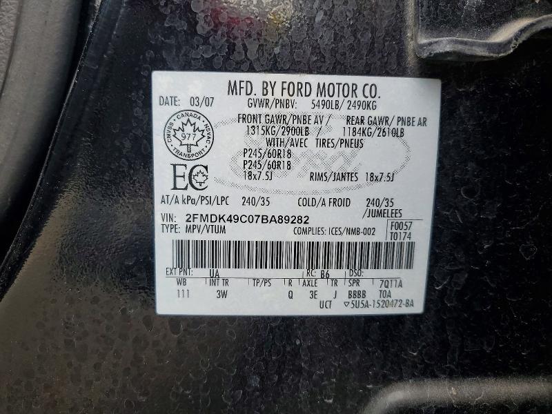 Aukcja sprzedaży 2007 Ford Edge, vin: 2FMDK49C07BA89282, numer aukcji: 48095126