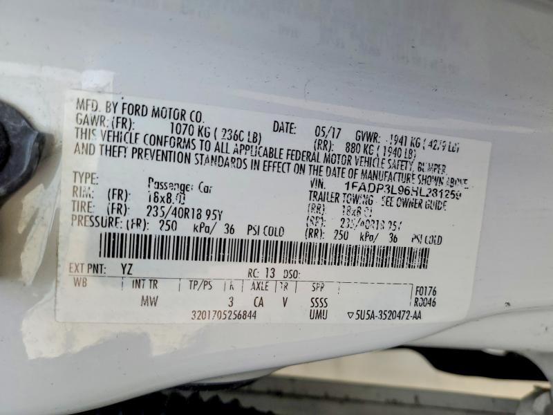 2017 Ford Focus მანქანა იყიდება აუქციონზე, vin: 1FADP3L96HL281259, აუქციონის ნომერი: 46915496