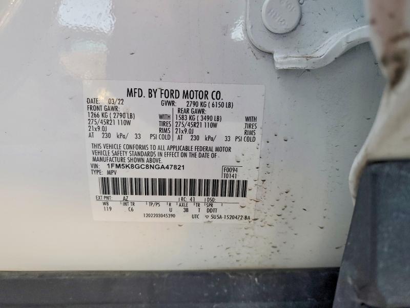 Aukcja sprzedaży 2022 Ford Explorer, vin: 1FM5K8GC8NGA47821, numer aukcji: 46188246