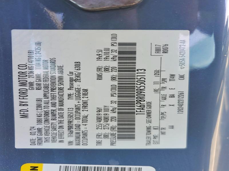 2024 Ford Mustang მანქანა იყიდება აუქციონზე, vin: 1FA6P8R09R5505113, აუქციონის ნომერი: 46842016
