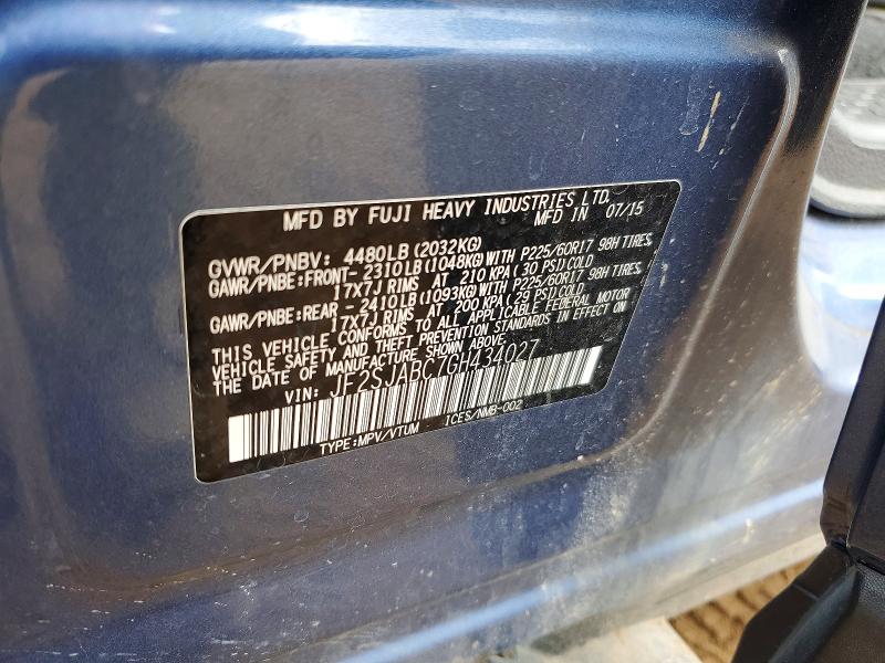 Продаж на аукціоні авто 2016 Subaru Forester, vin: JF2SJABC7GH434027, номер лоту: 47184336