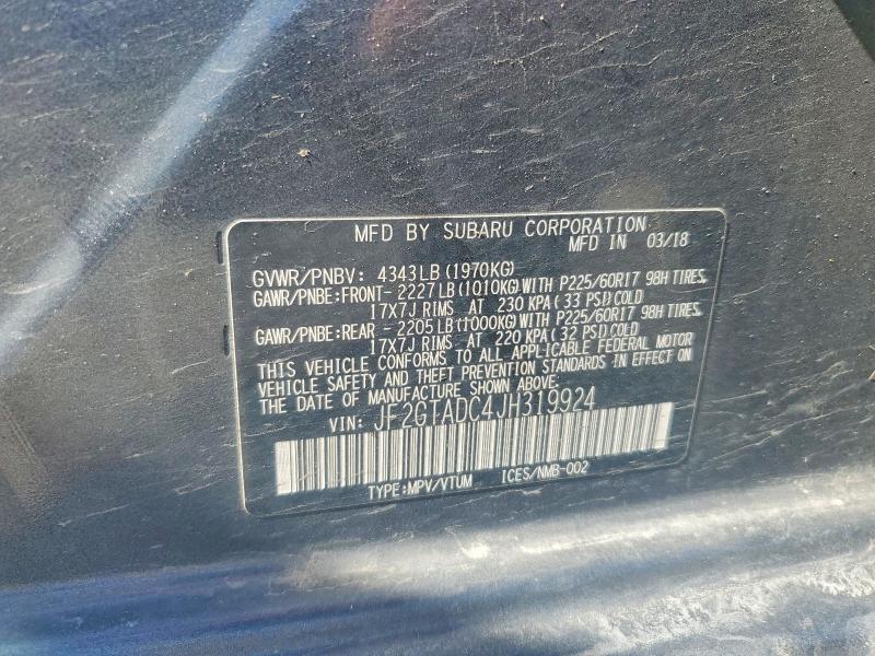 2018 Subaru Crosstrek მანქანა იყიდება აუქციონზე, vin: JF2GTADC4JH319924, აუქციონის ნომერი: 47205176