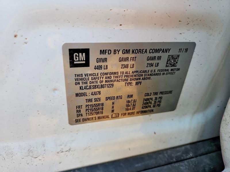 45889066 :رقم المزاد ، KL4CJESBXLB071229 vin ، 2020 Buick Encore مزاد بيع