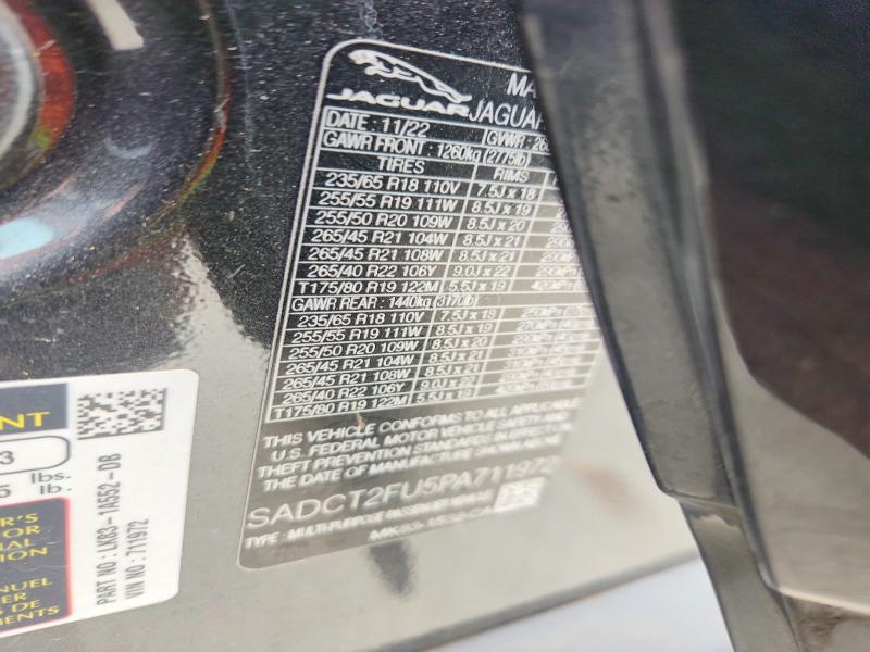 2023 Jaguar F-pace მანქანა იყიდება აუქციონზე, vin: SADCT2FU5PA711972, აუქციონის ნომერი: 41867546