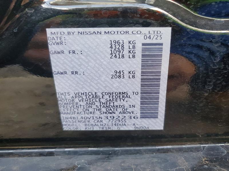 Aukcja sprzedaży 2025 Nissan Altima, vin: 1N4BL4DV1SN392236, numer aukcji: 46773966