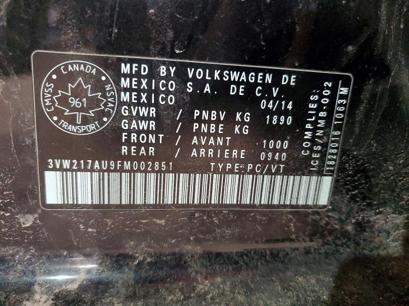 Aukcja sprzedaży 2015 Volkswagen Golf, vin: 3VW217AU9FM002851, numer aukcji: 46994756