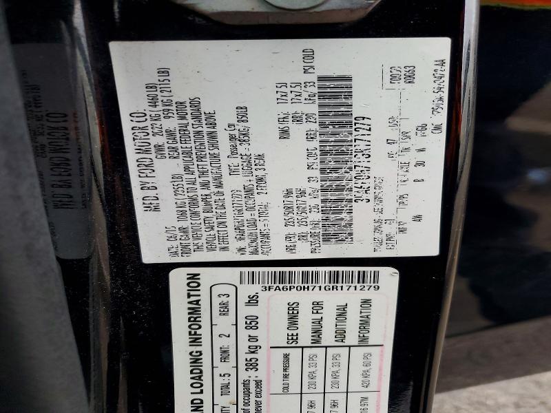 Aukcja sprzedaży 2016 Ford Fusion, vin: 3FA6P0H71GR171279, numer aukcji: 45479386