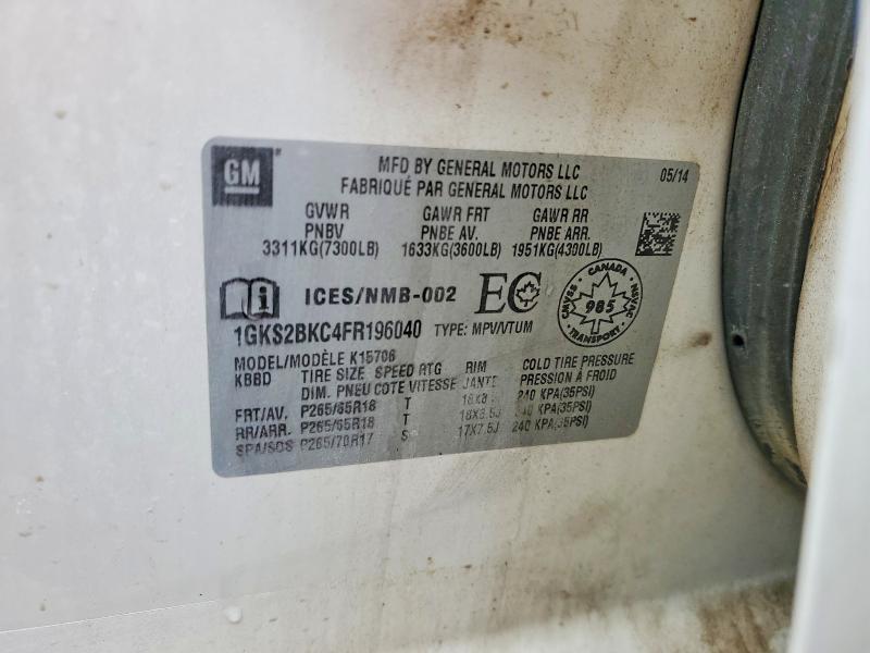 2015 Gmc Yukon მანქანა იყიდება აუქციონზე, vin: 1GKS2BKC4FR196040, აუქციონის ნომერი: 79831615