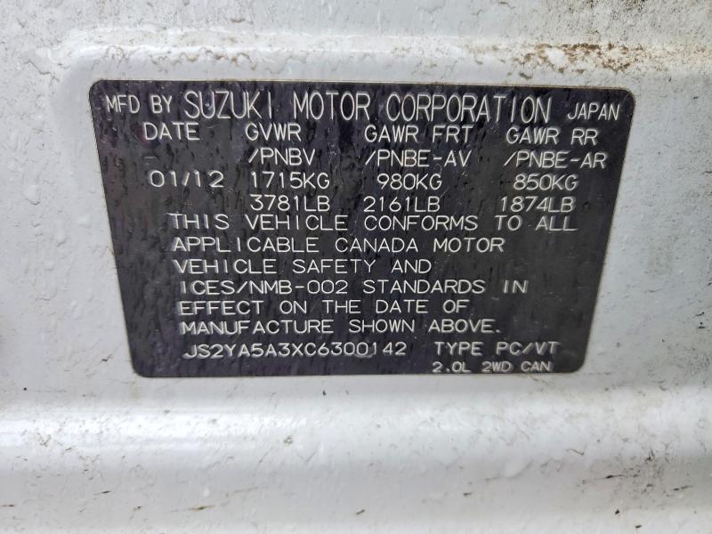 2012 Suzuki Sx4 მანქანა იყიდება აუქციონზე, vin: JS2YA5A3XC6300142, აუქციონის ნომერი: 46663046