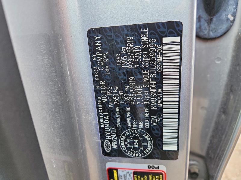 Aukcja sprzedaży 2018 Hyundai Santa Fe, vin: KM8SNDHF8JU259996, numer aukcji: 41975056